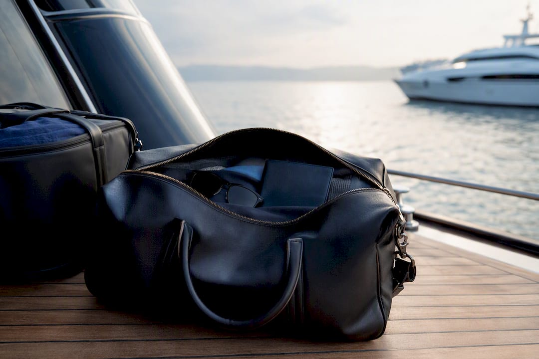 Luxury travel bags ready for private jet