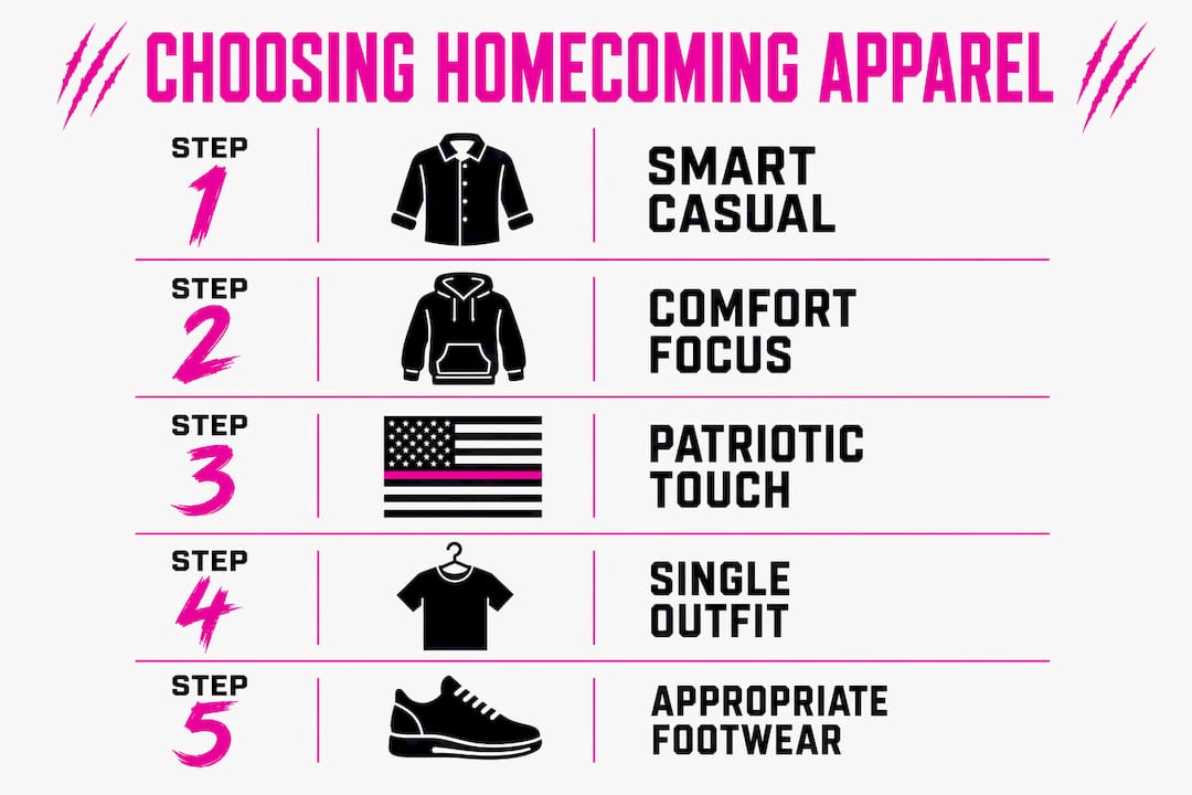 Infographic showing steps for choosing military homecoming apparel