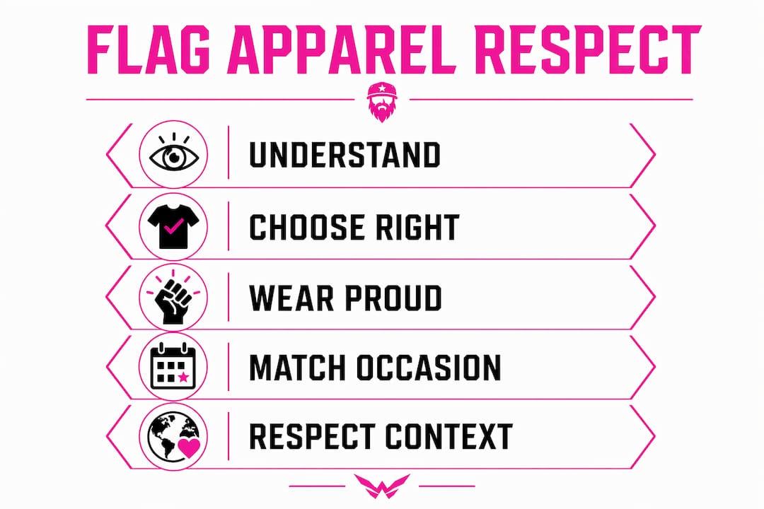Infographic illustrating respectful flag apparel steps