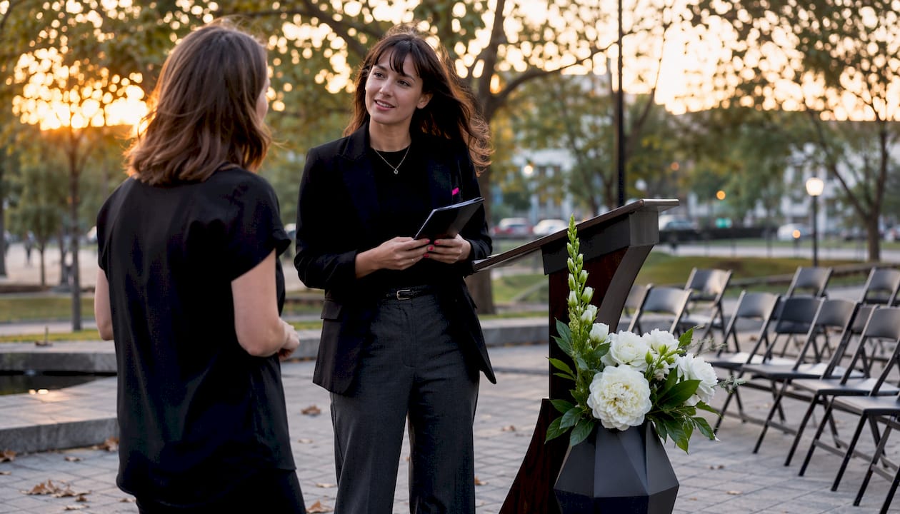 Woman in blazer at formal military event
