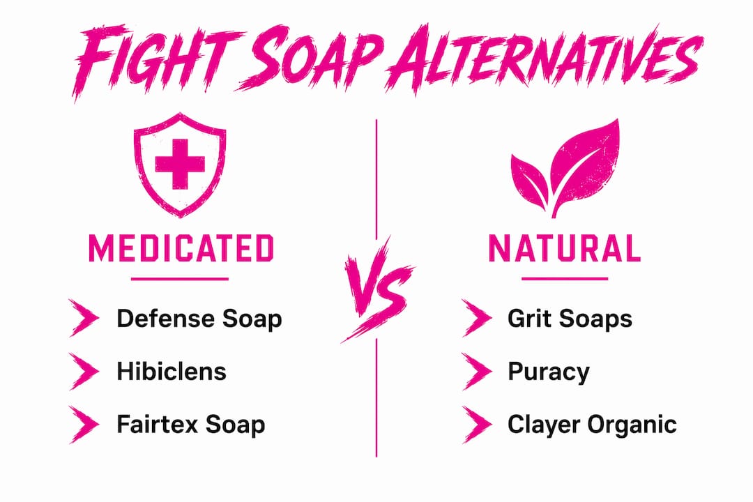 Infographic comparing medicated and natural fight soap alternatives