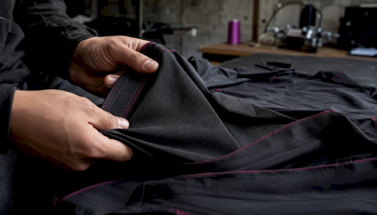 Close-up texture of tactical performance clothing fabric