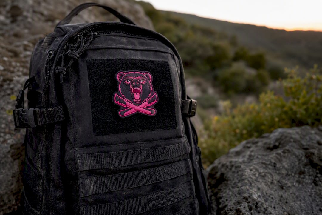 Military morale patch on tactical bag