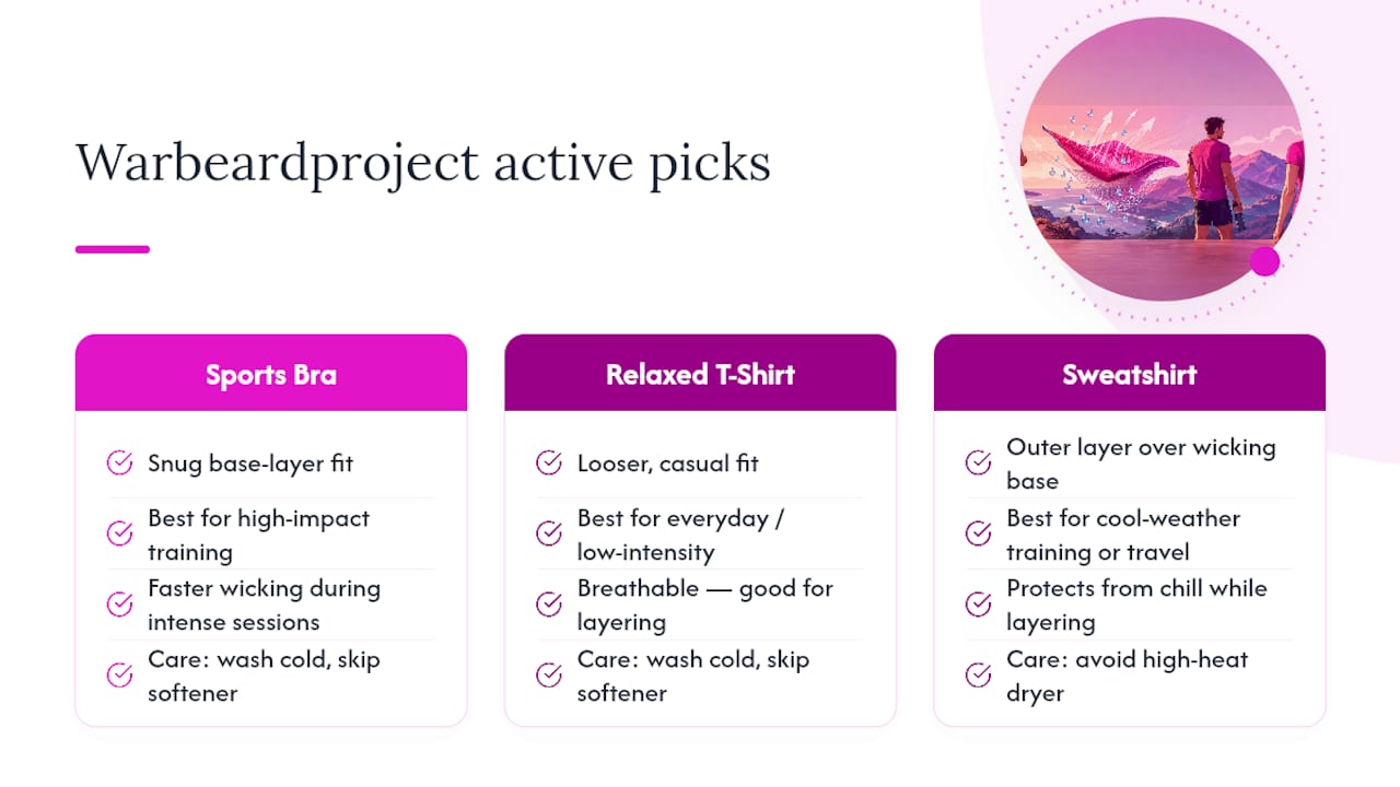 Featured Warbeardproject Picks for Active Wear — overview diagram