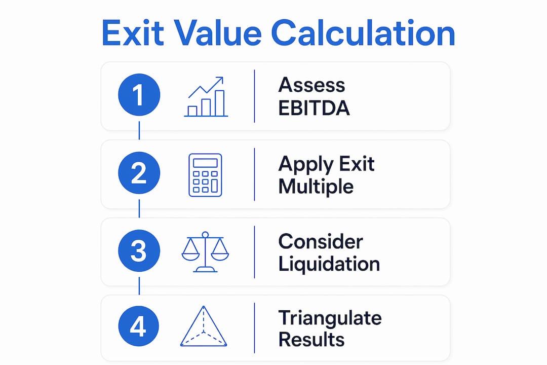 Infographic showing steps to calculate business exit value