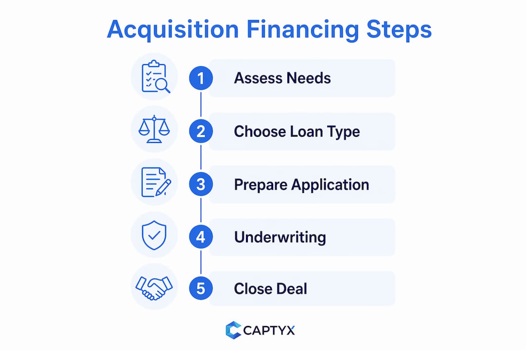 Infographic showing acquisition financing key steps