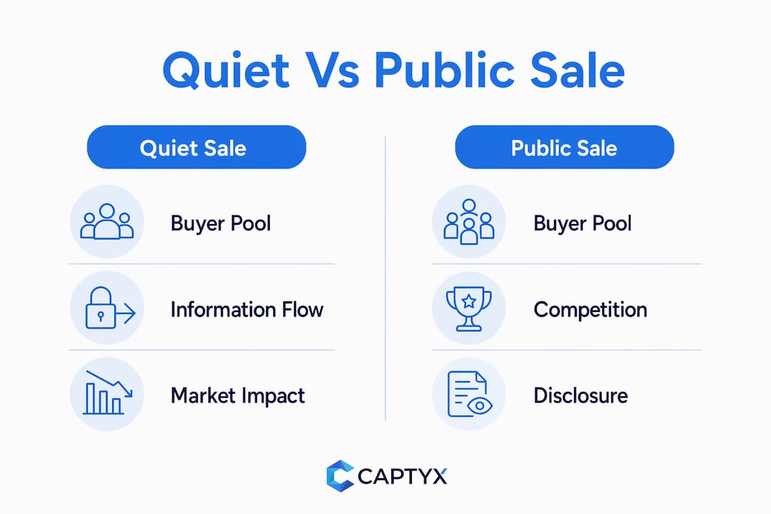 Infographic comparing quiet and public business sales