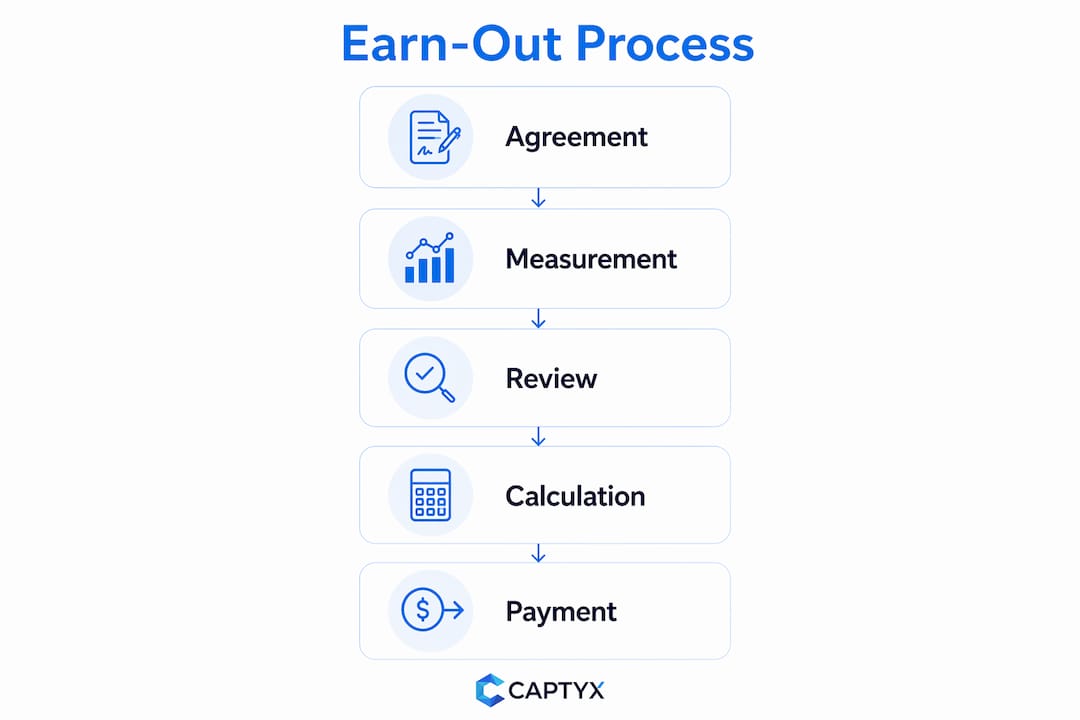 Infographic showing earn-out deal process steps