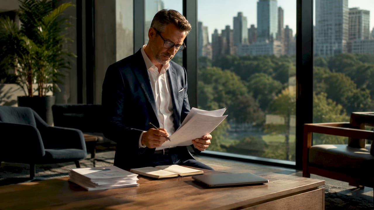 MA advisor reviewing offmarket listings