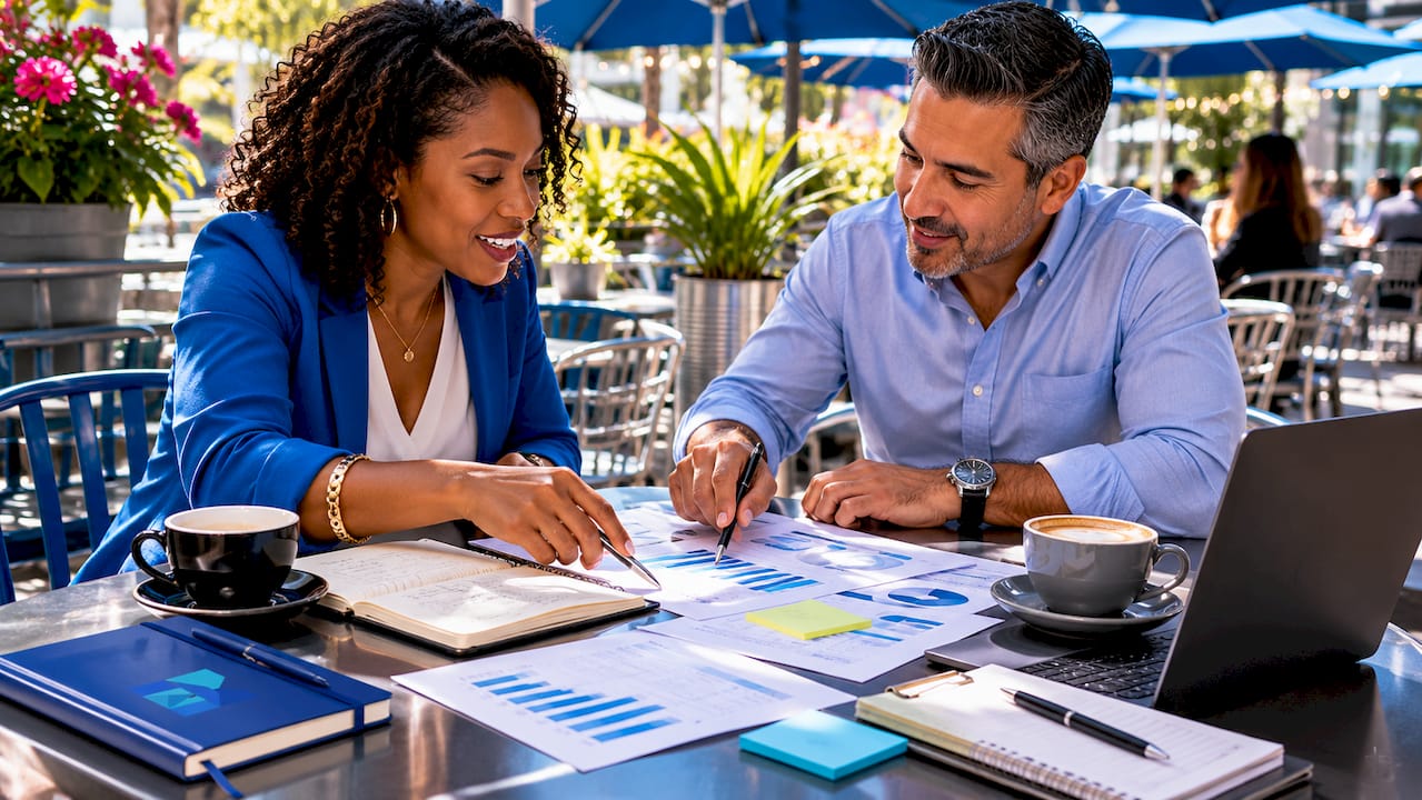 Two brokers discussing success fee structures