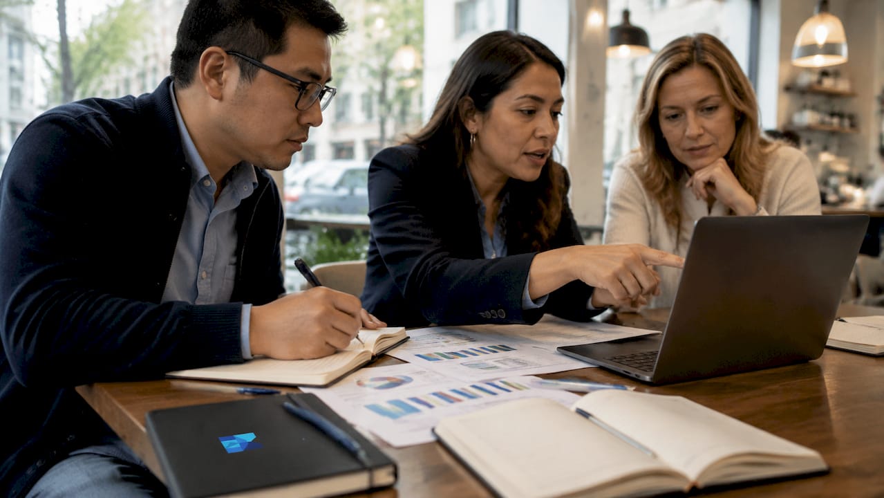 Team discussing private equity exit routes