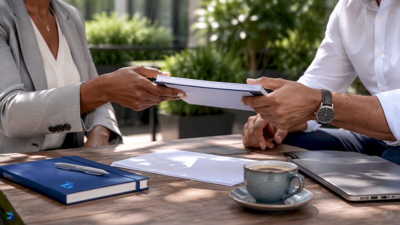 Exchanging confidential documents in meeting room