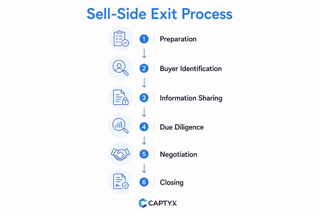 Infographic illustrating sell-side exit process steps