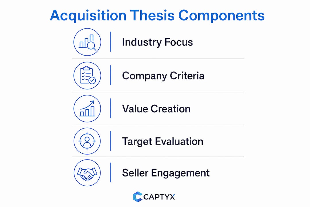 Infographic showing key acquisition thesis components
