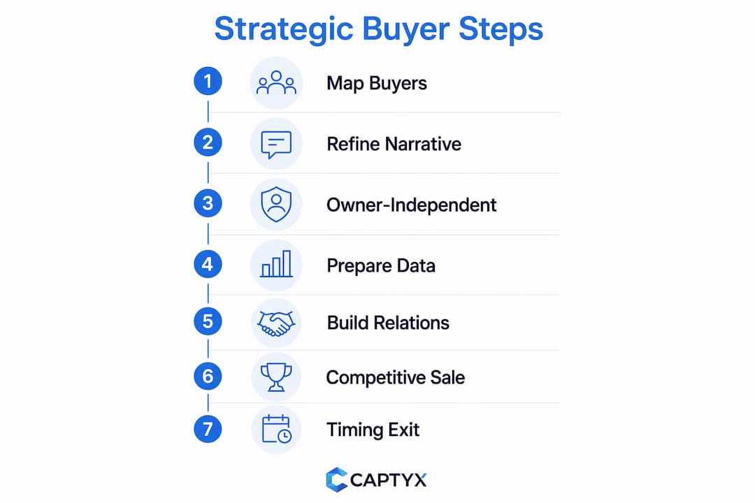 Infographic with strategic buyer acquisition steps