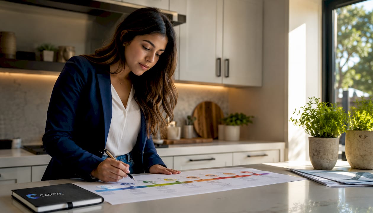 Woman annotating succession planning timeline