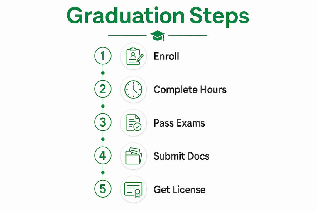 Infographic showing cosmetology graduation steps