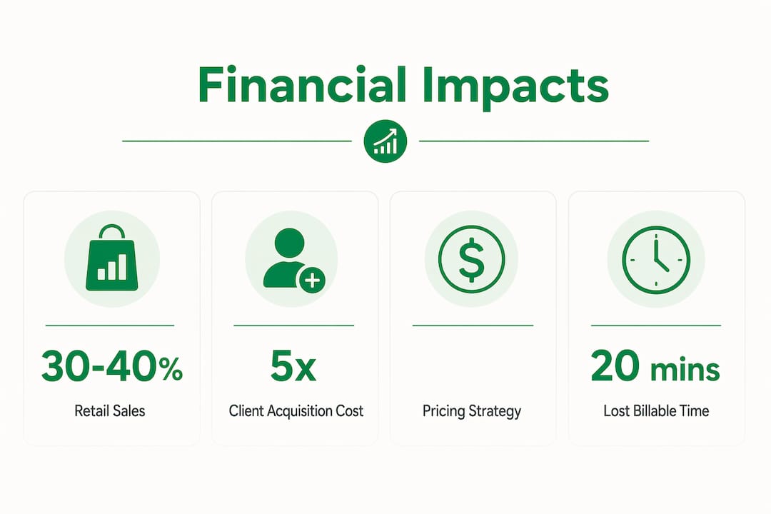 Infographic showing financial impact of business skills in cosmetology