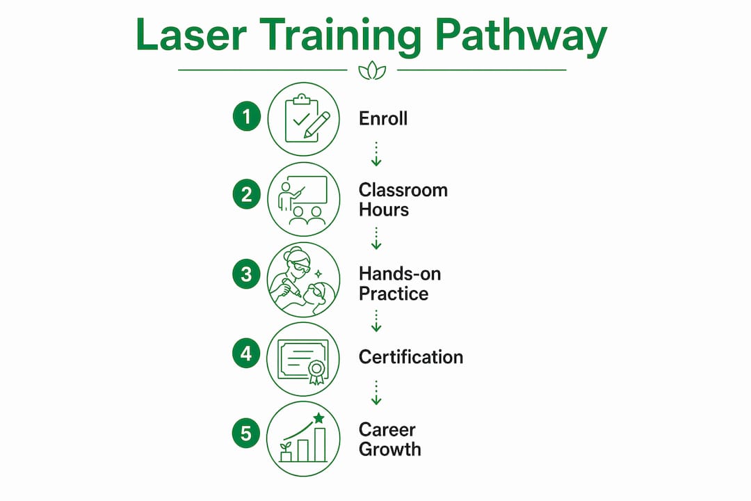 Infographic illustrating laser training certification steps