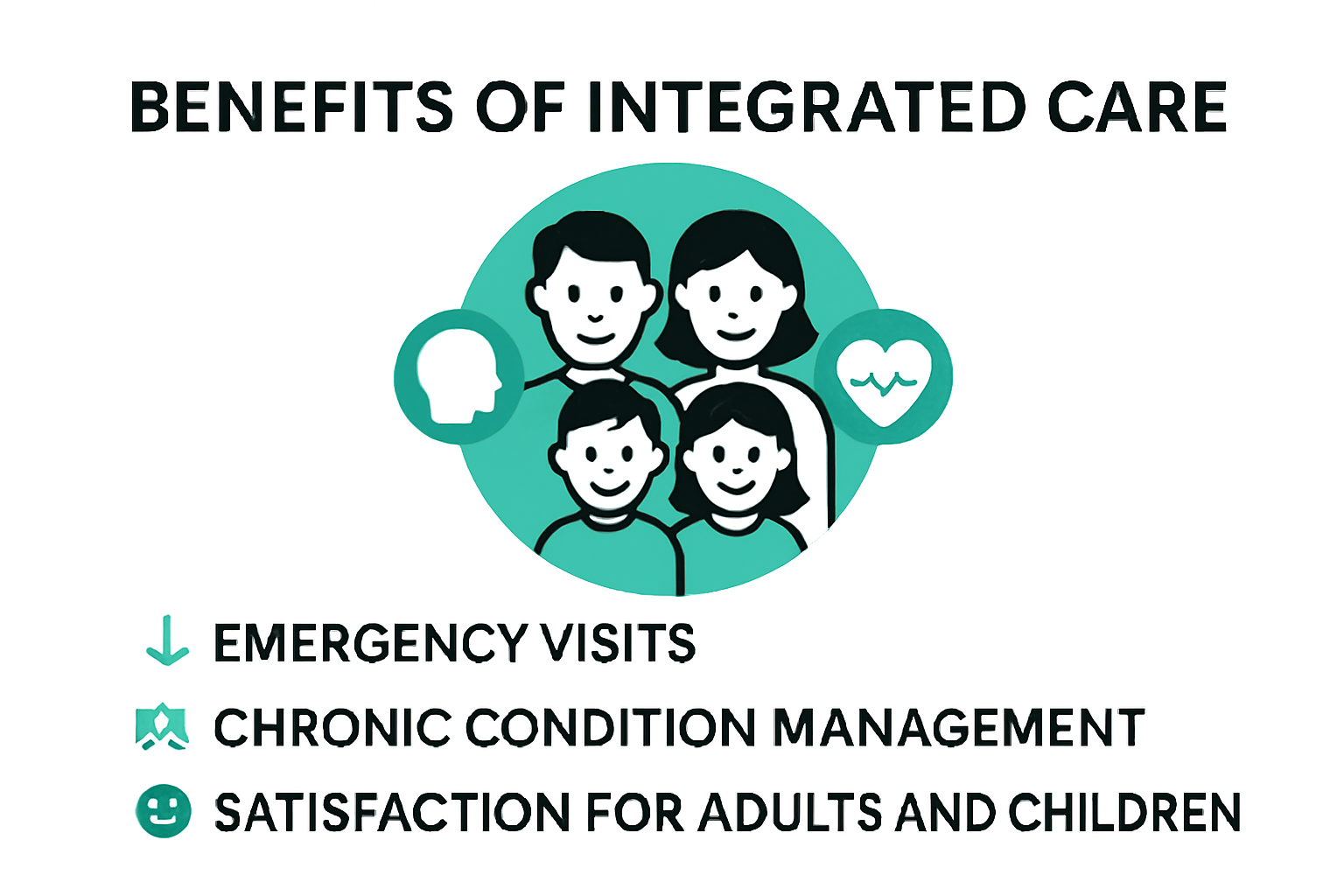 Infographic showing benefits of integrated care for families and adults