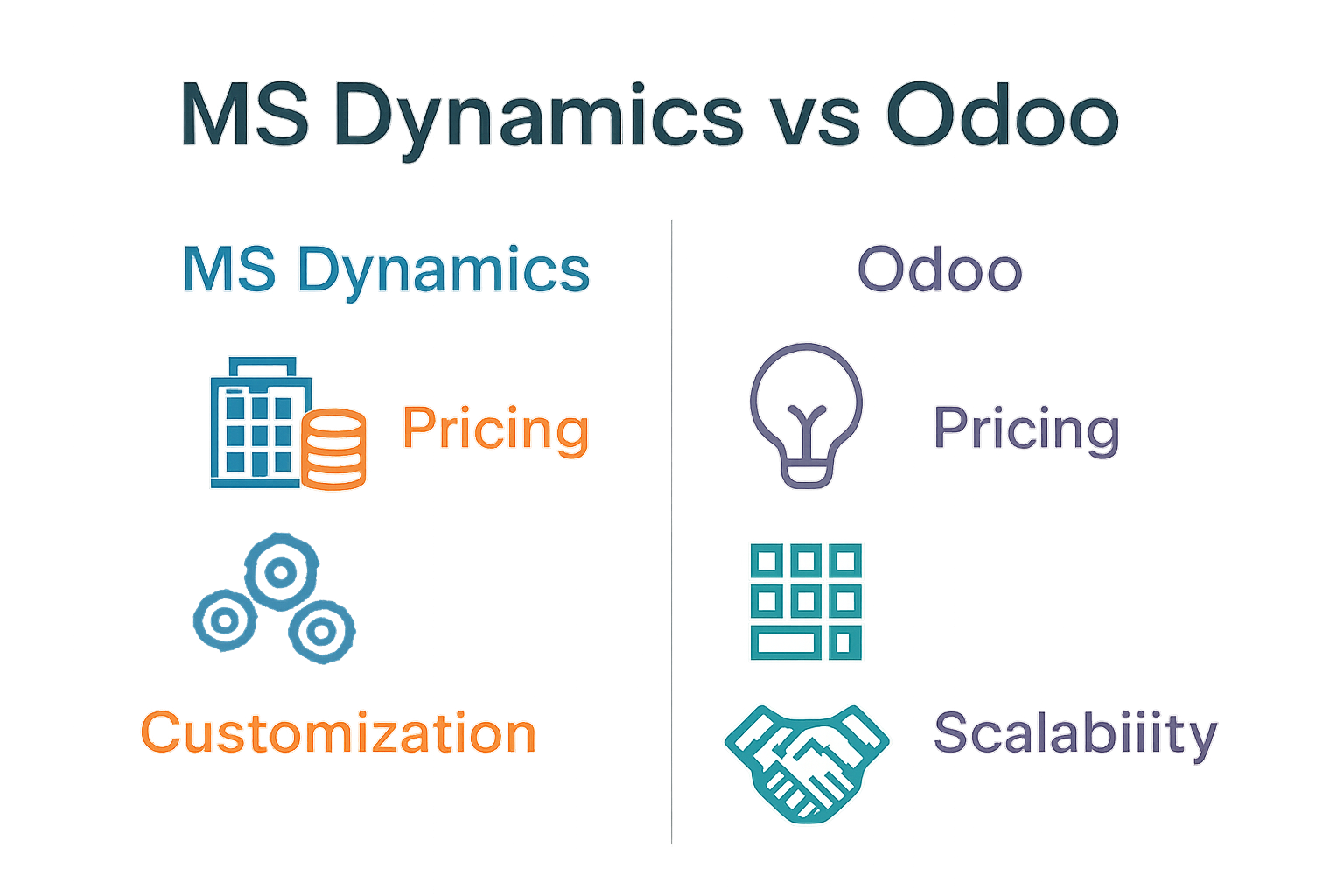 MS Dynamics and Odoo simple comparison chart