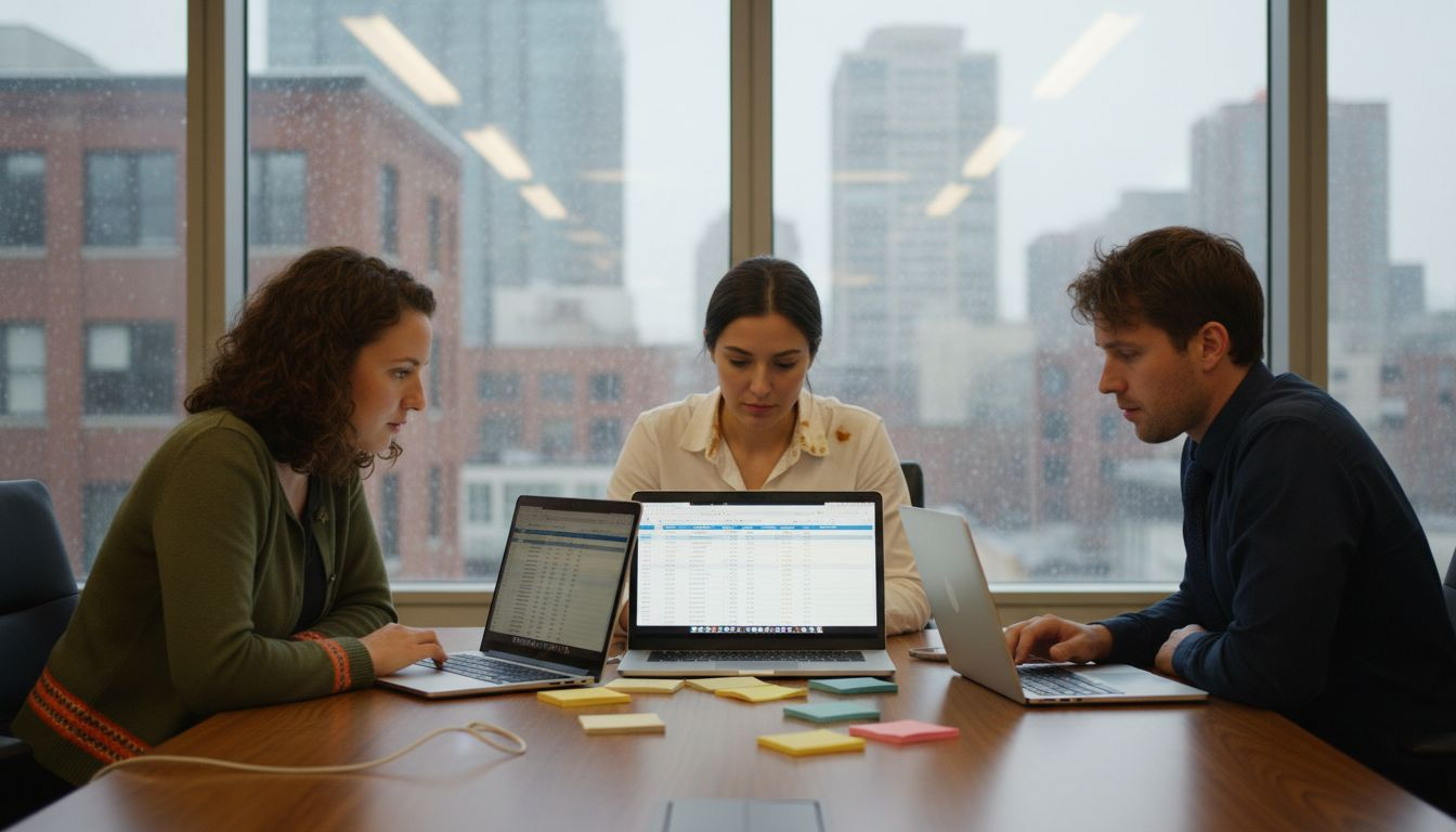 Team plans project capacity around conference table
