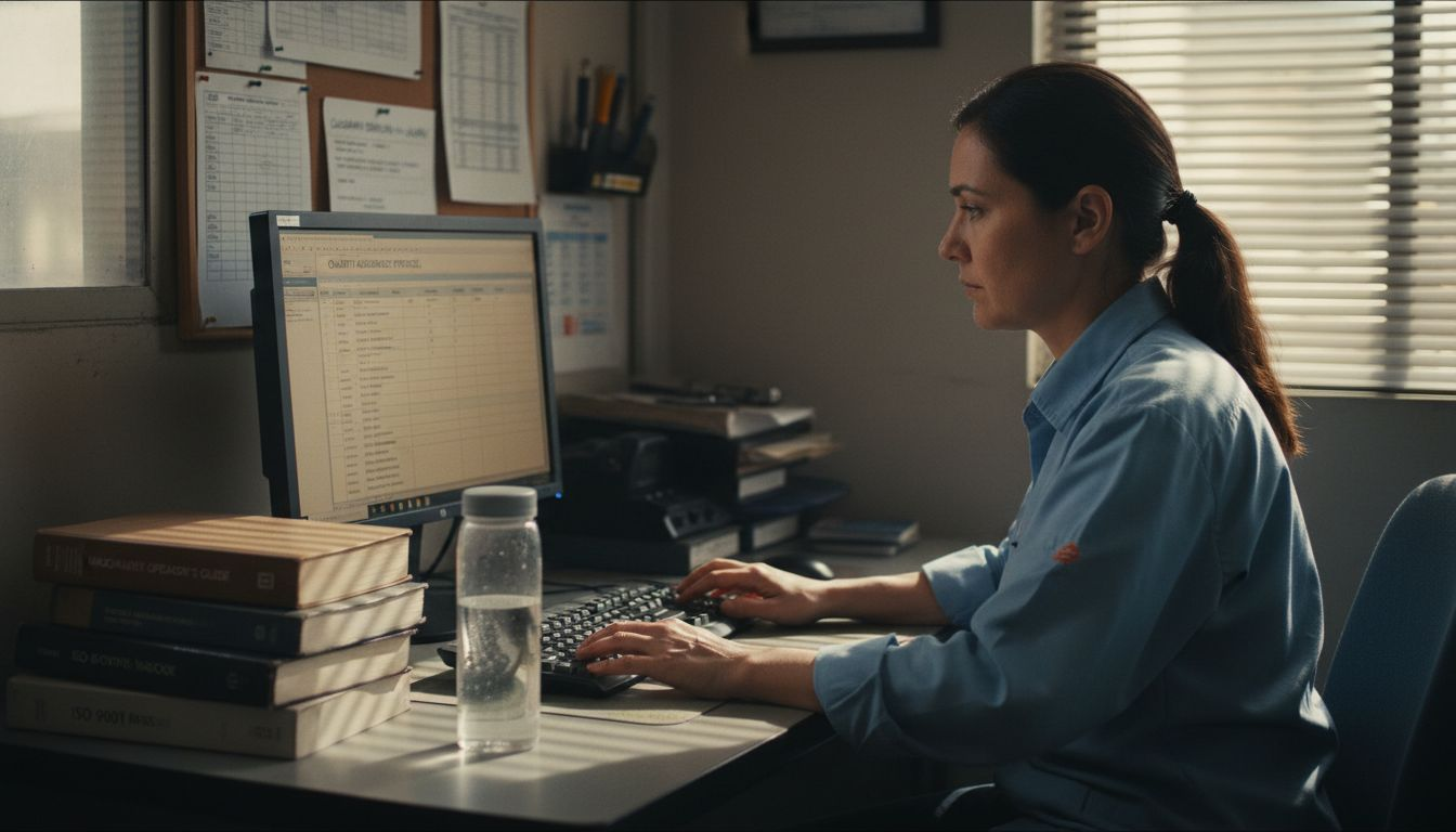 Inspector logging SPC data in control room