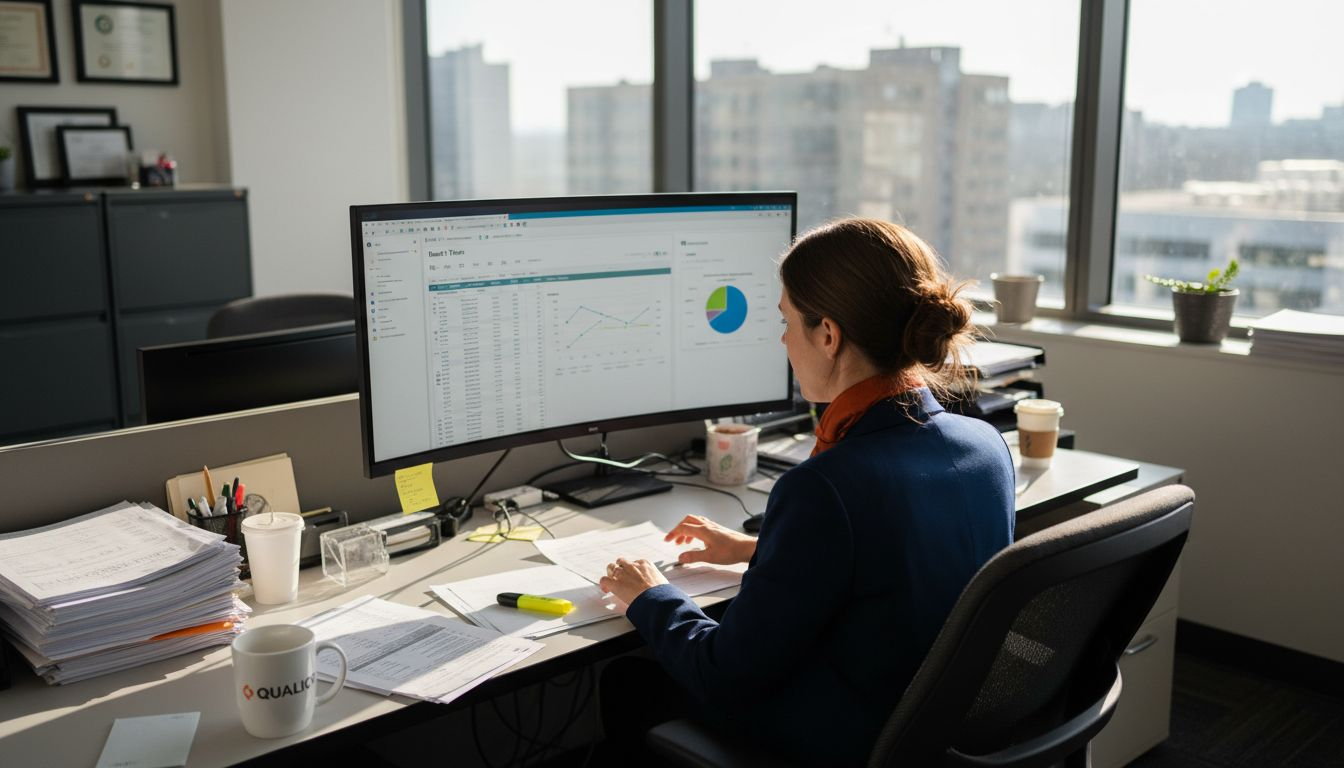 Manager checking production tracking dashboard