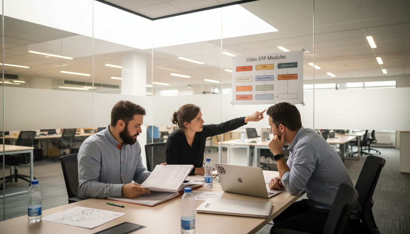 Team discusses Odoo ERP module options
