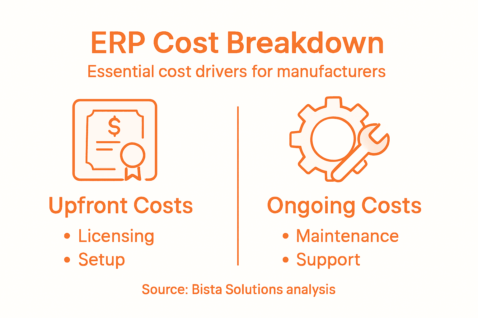 Infographic showing ERP cost factors and structure
