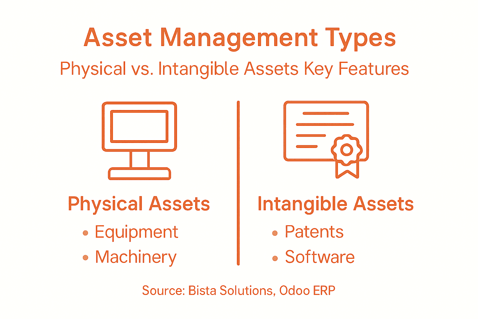 Infographic showing asset types and features
