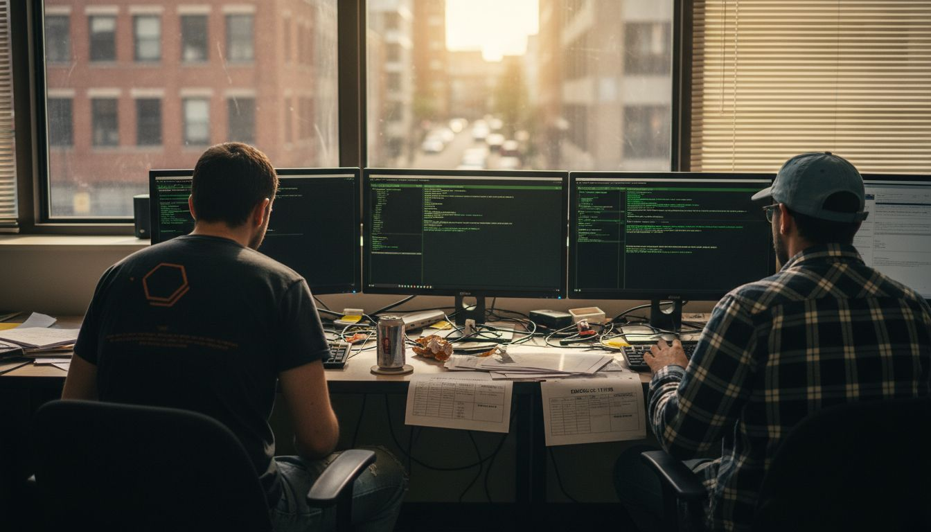 IT team working during ERP migration cutover