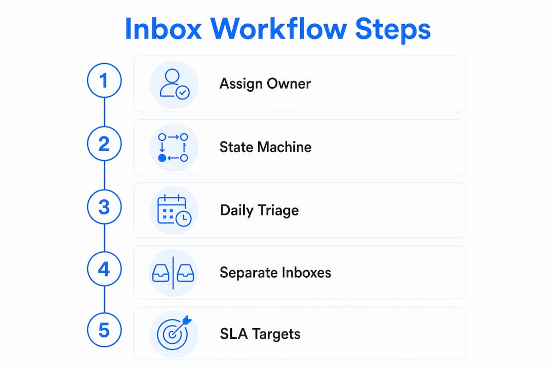 Infographic showing inbox workflow steps
