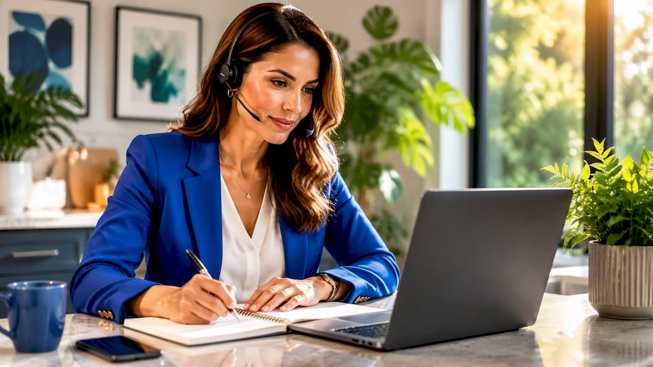 Woman working on support workflow process