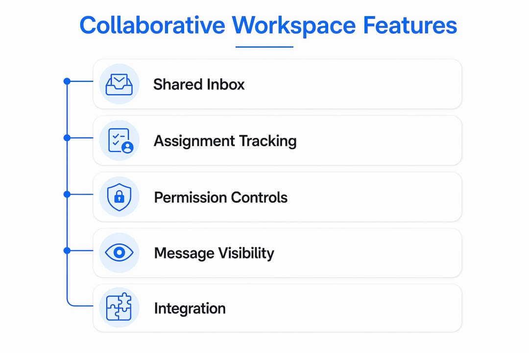 Infographic showing key features of collaborative email workspace