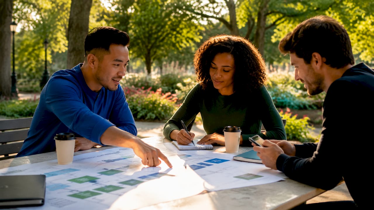 Team hands collaborating on shared inbox workflow