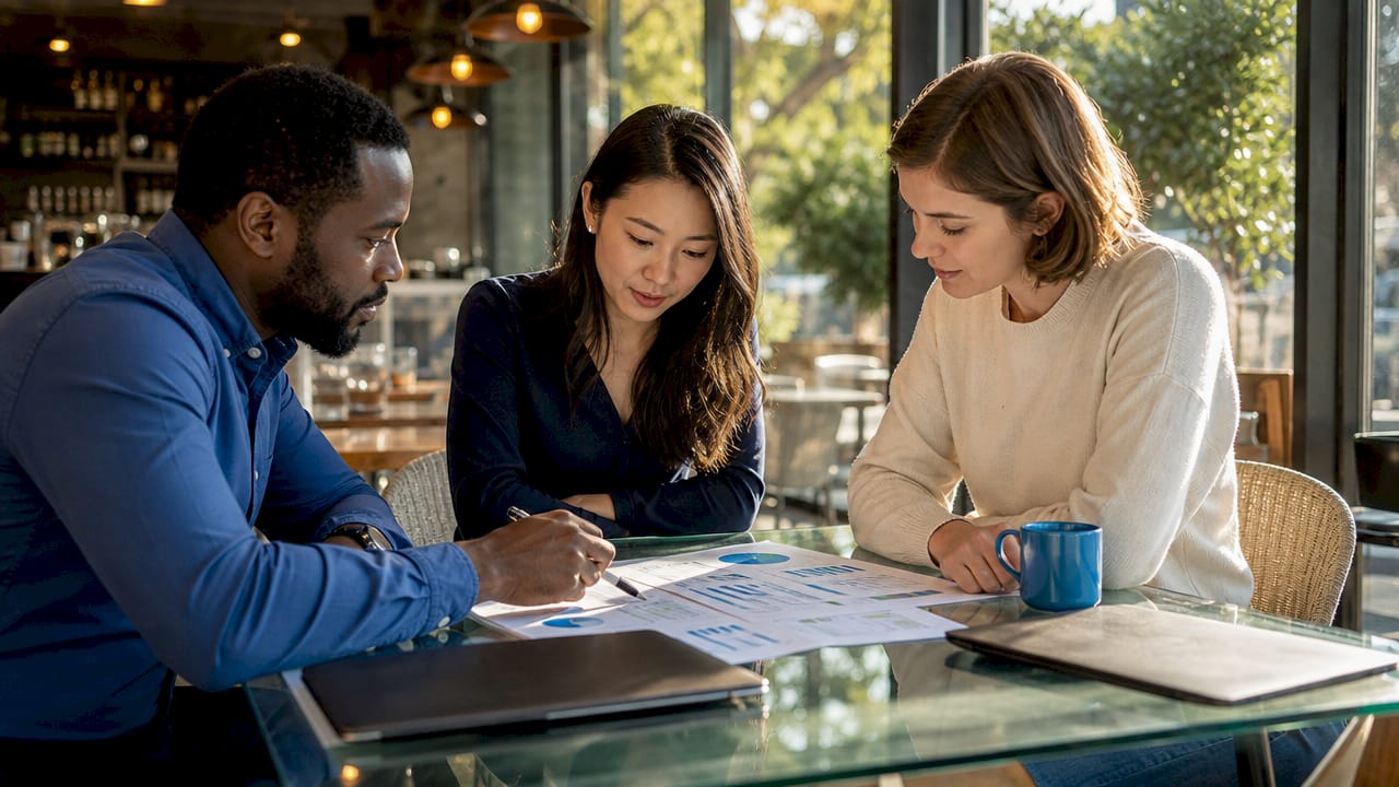 Diverse team collaborating around conference table