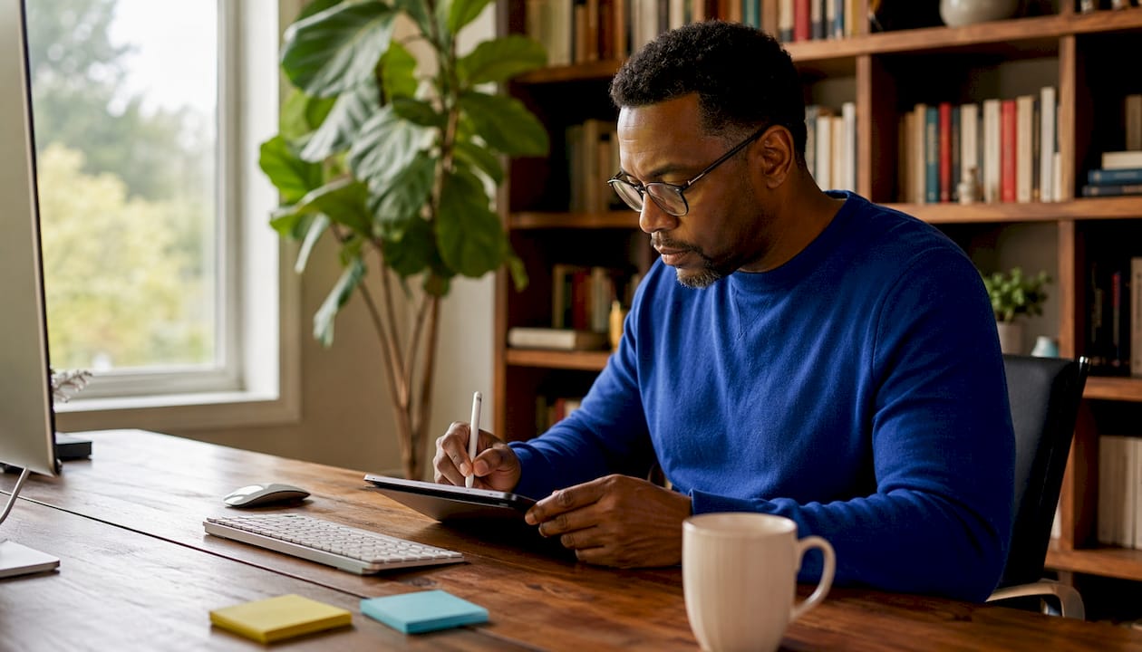 Man collaborating via Google Workspace tools