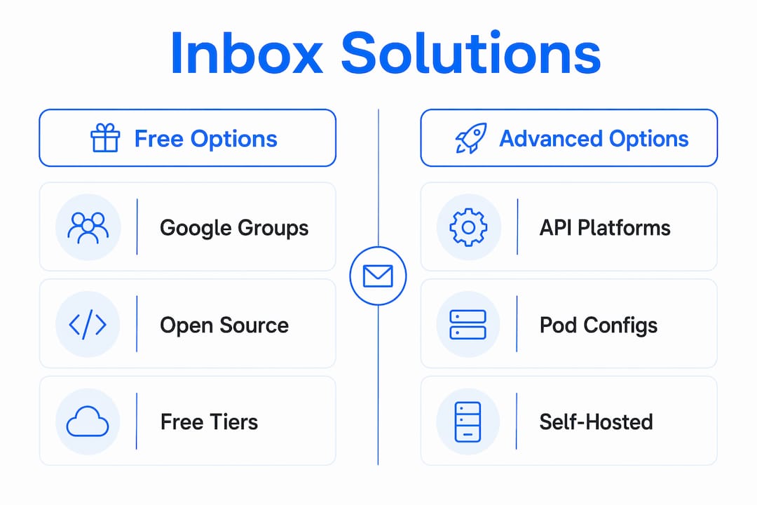 Infographic comparing free and advanced inbox options