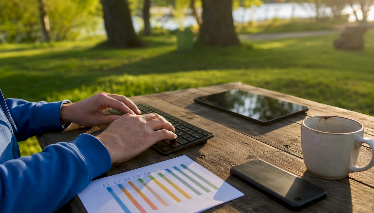 Hands typing checklist for accountability tasks