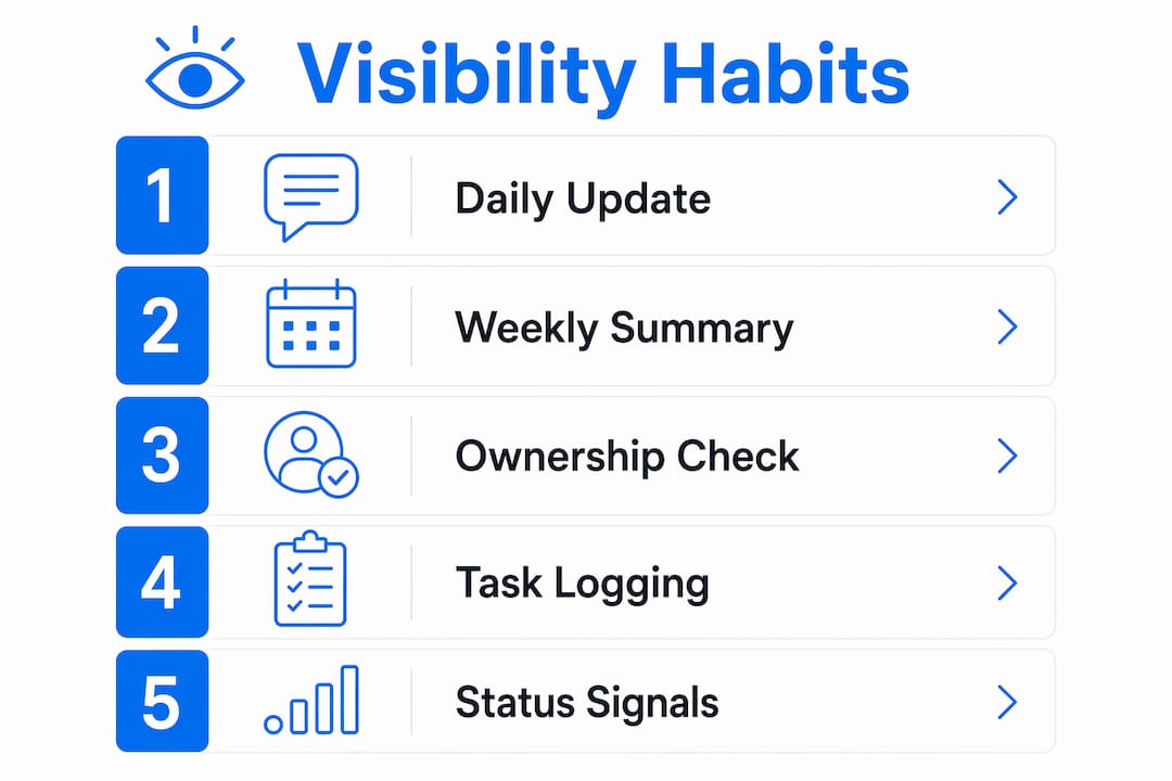Infographic outlining core remote team visibility habits