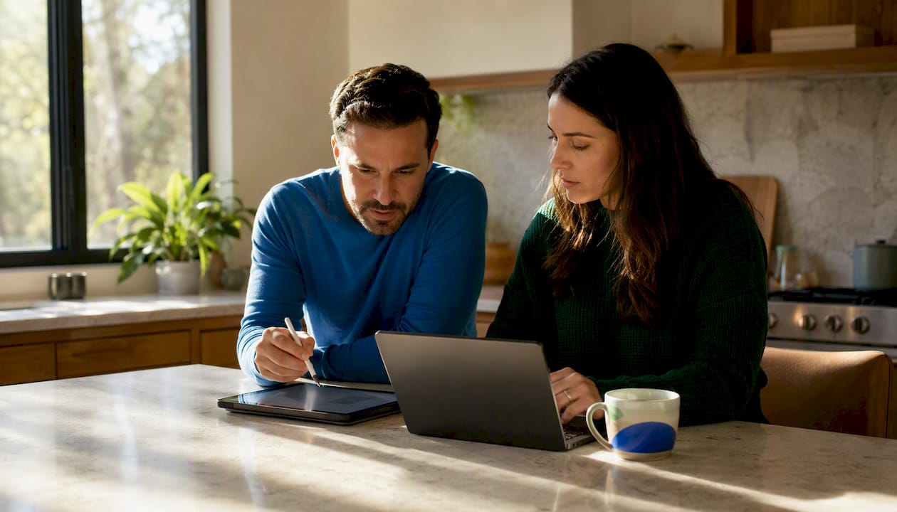 Hands collaborating on shared email workflow