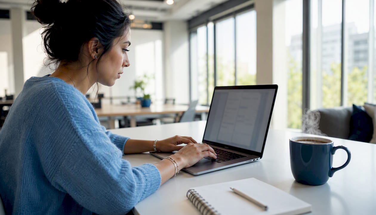 Hands setting up email filters on computer