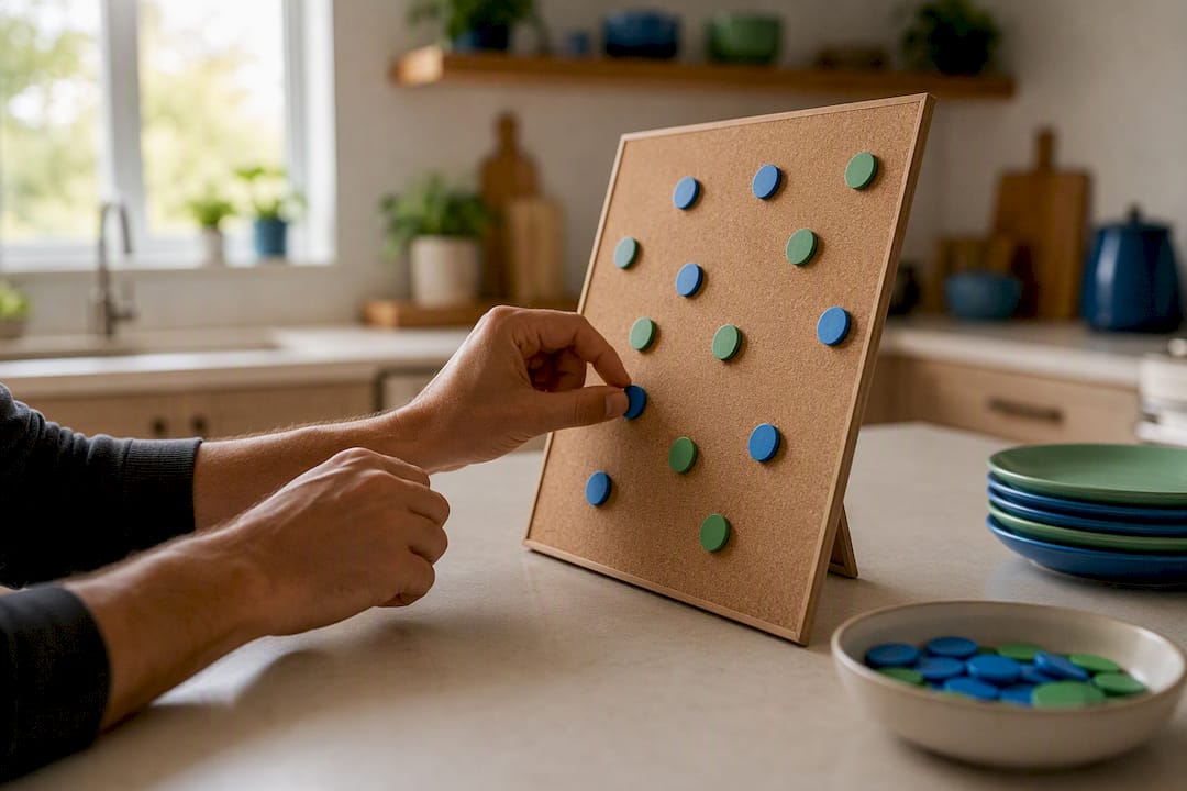 Hands assigning tokens on task board