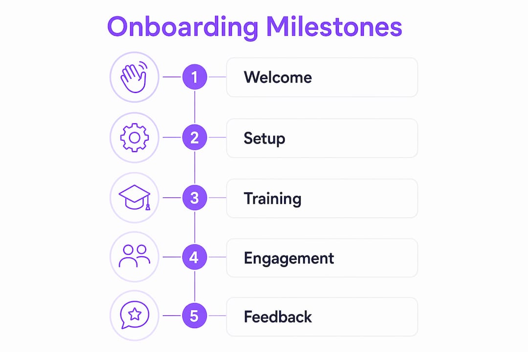 Infographic illustrating client onboarding milestones