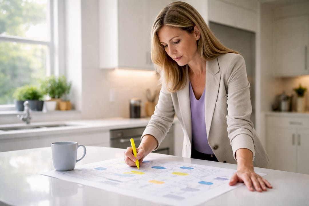Person highlighting workflow bottleneck on paper