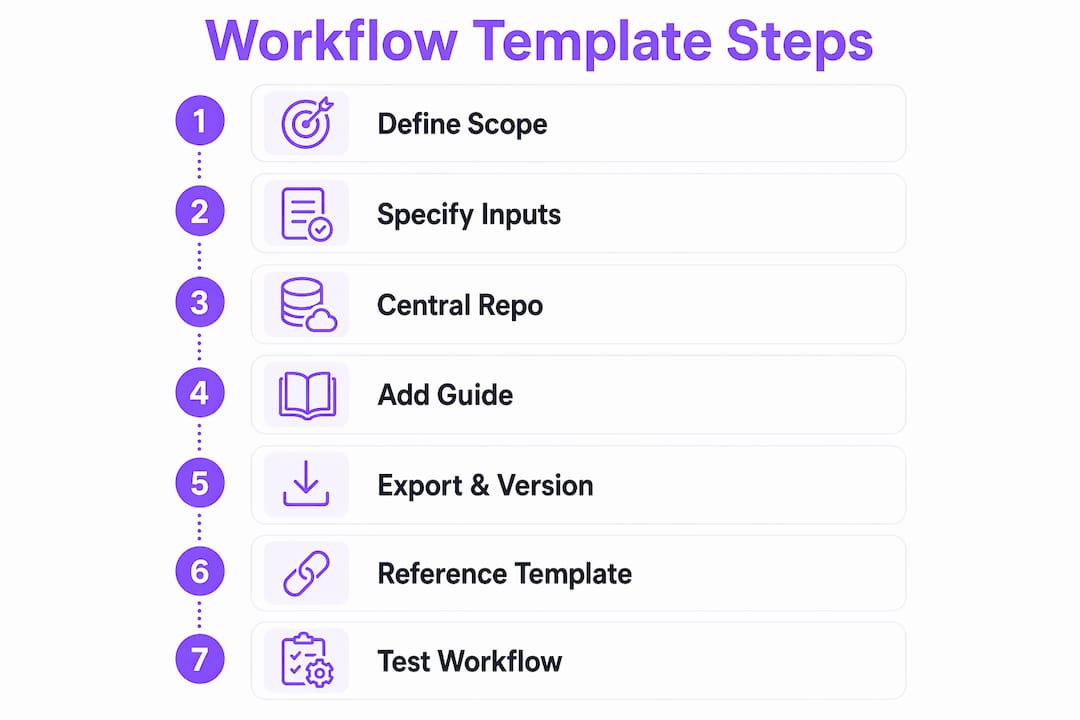 Infographic illustrating workflow template creation steps