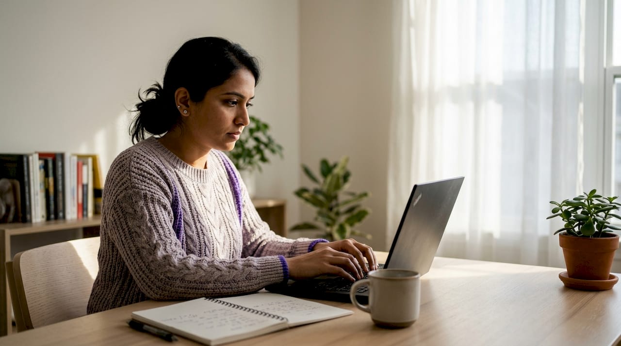 Project manager typing client communication