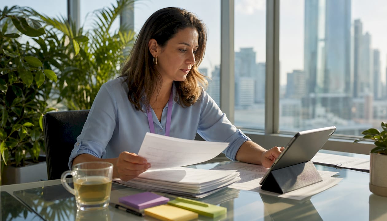 HR manager organizing onboarding workflow documents