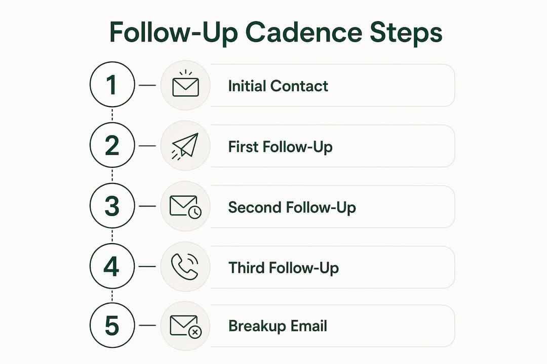 Infographic showing follow-up cadence steps with key stages